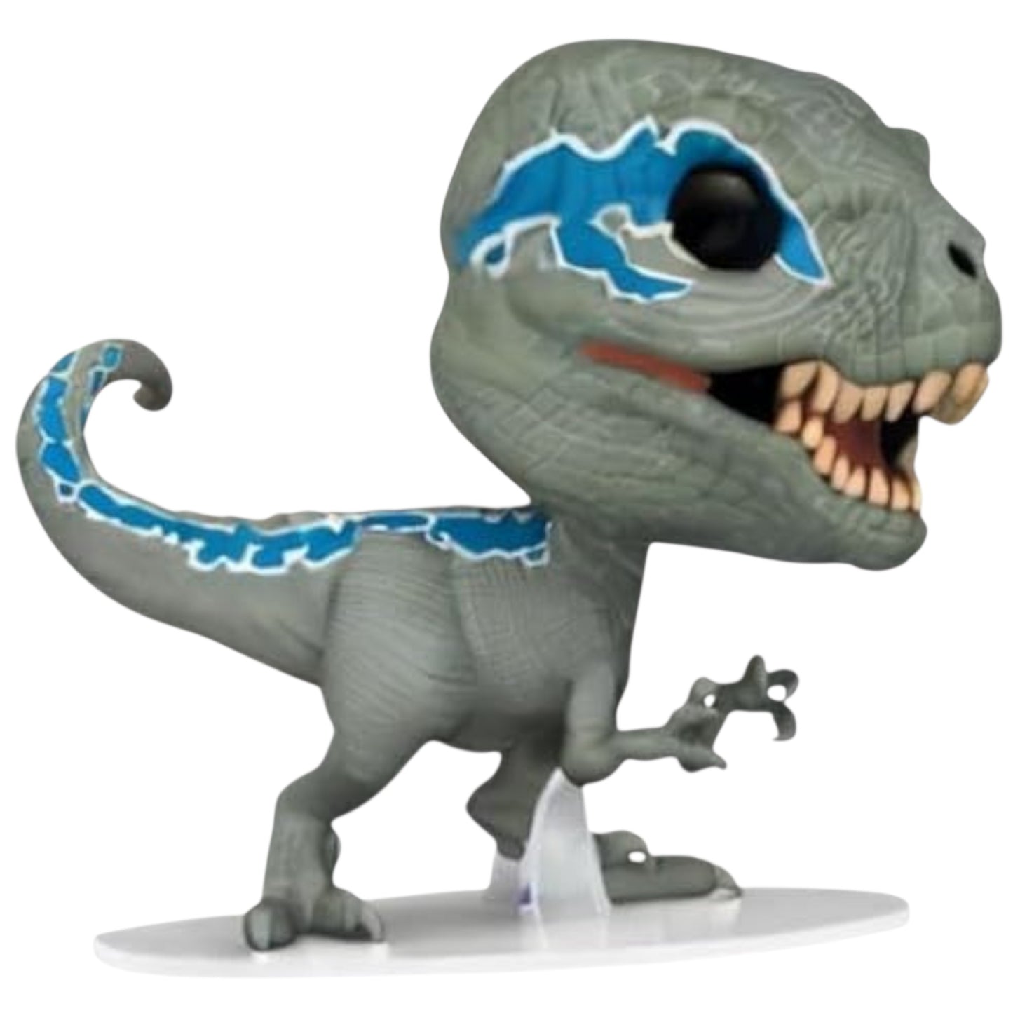Velociraptor (Blue) figure with blue accents on a white background