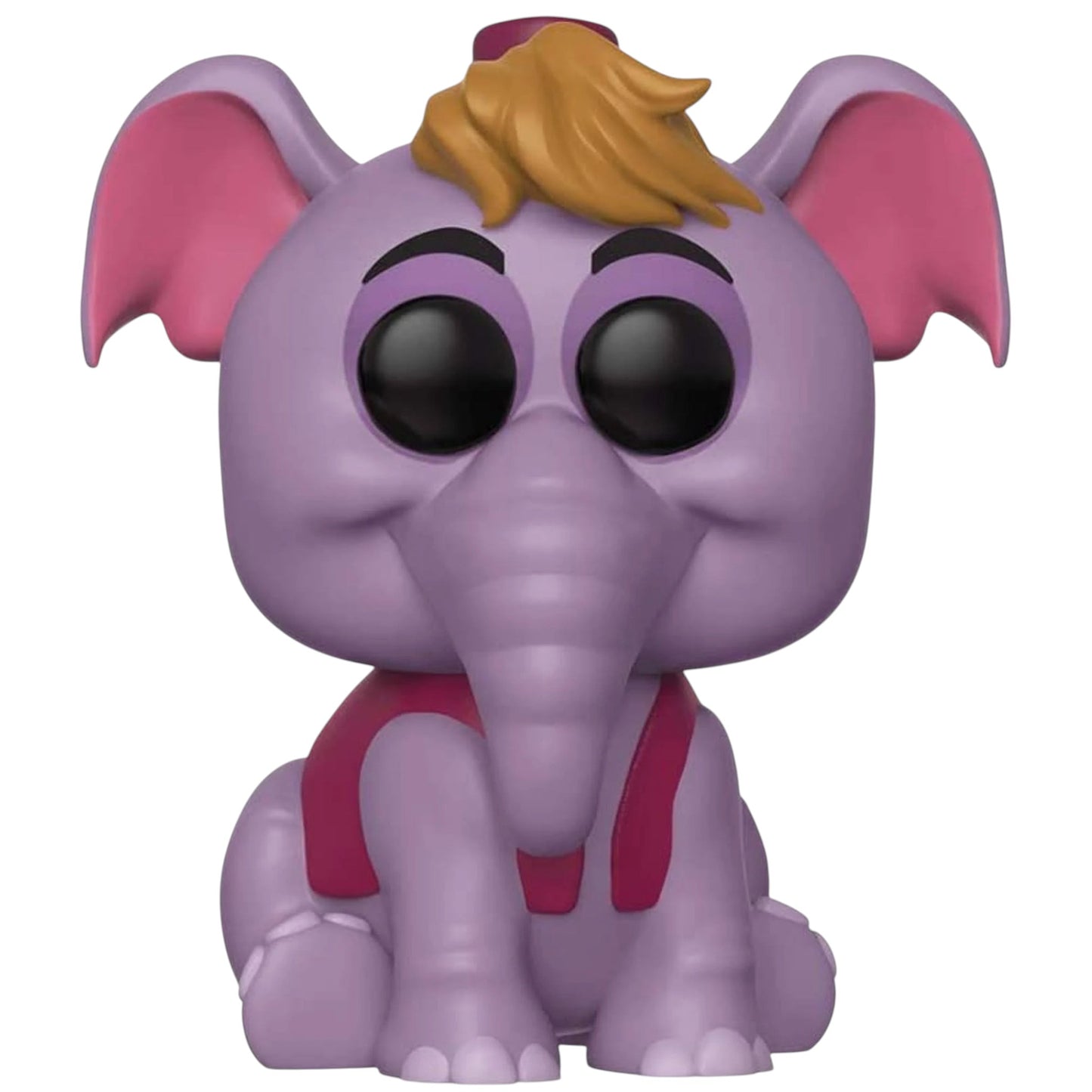 Elephant Abu figurine with pink ears and a red outfit on a white background