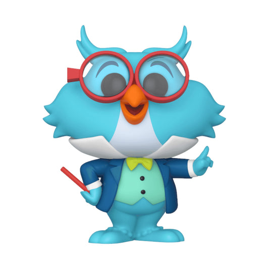 Professor Owl character with glasses and a suit on a white background