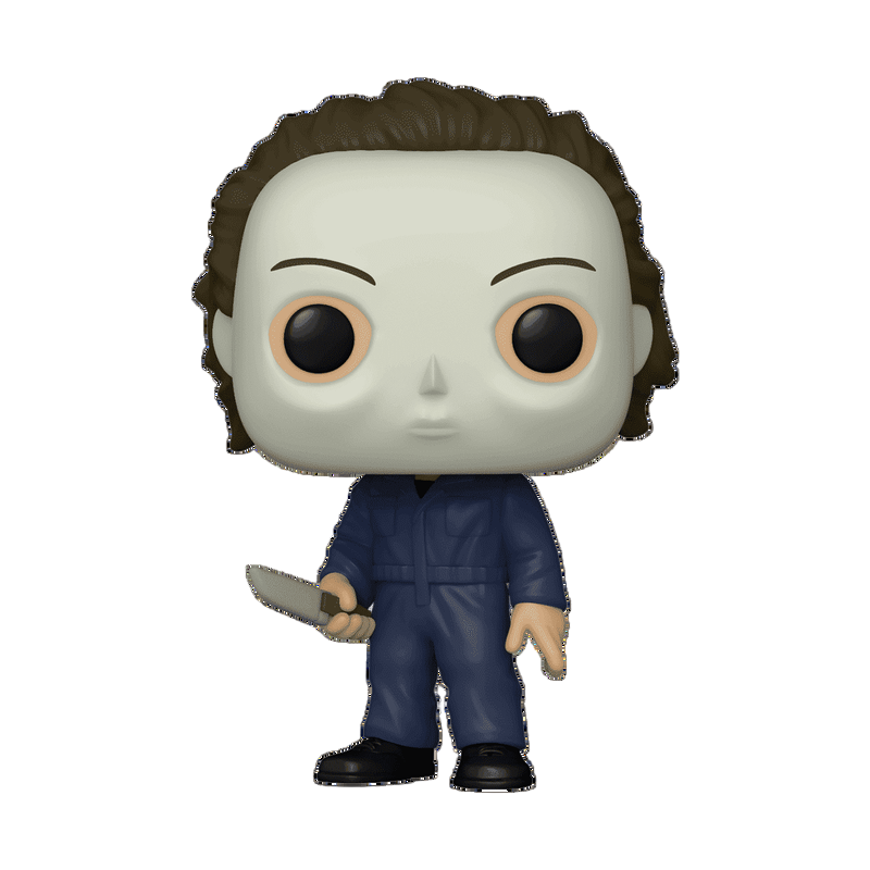 Funko Pop! vinyl figure of Michael Myers in blue coveralls holding a knife on a white background