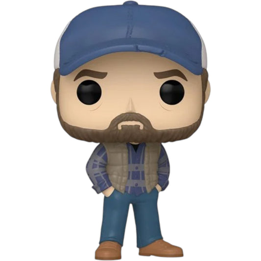 Funko Pop! vinyl figure of Bobby Singer wearing a blue hat, blue jeans, a plaid shirt and a brown utility vest from Supernatural