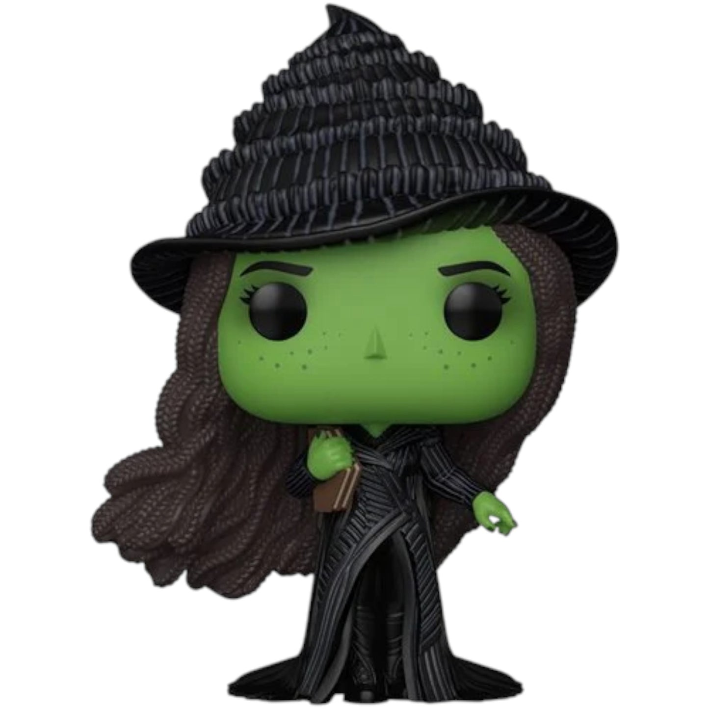 Funko Pop! vinyl figure featuring Elphaba from Wicked For Good, with a green face and black hat and outfit.