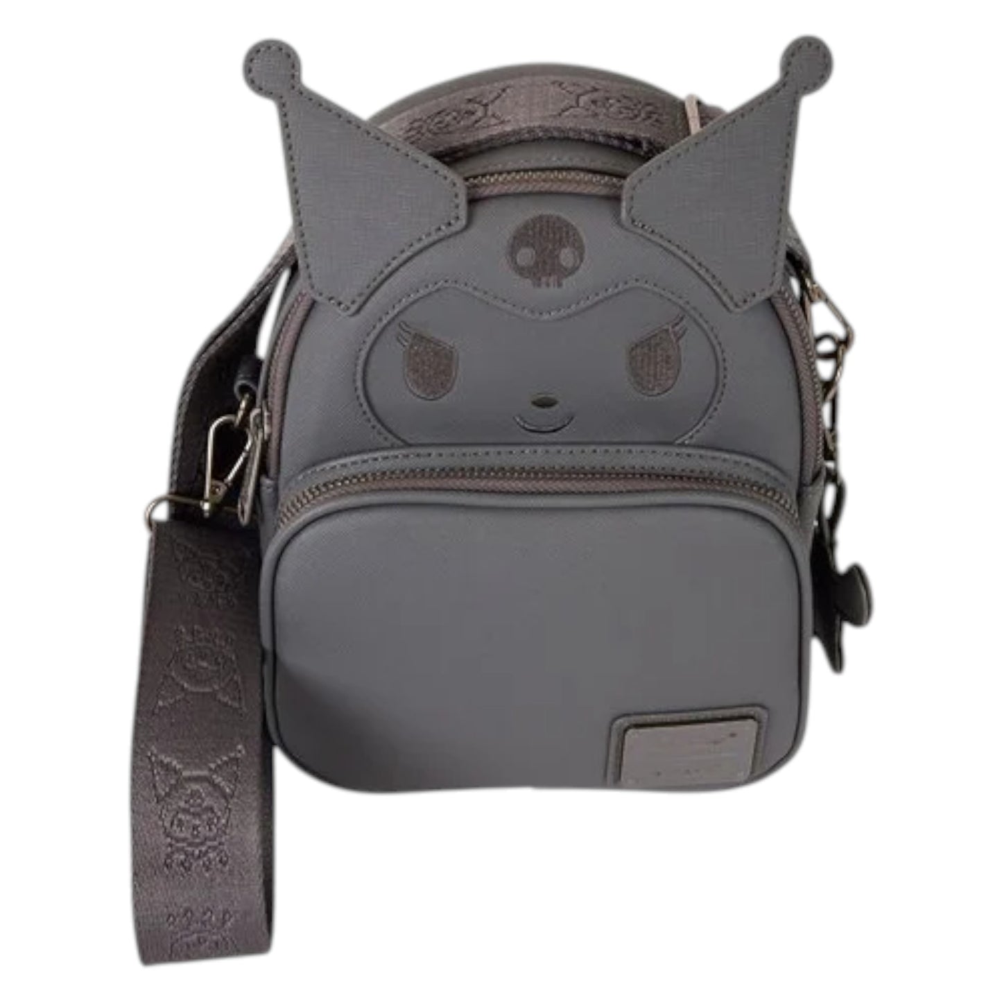 Gray Kuromi character-shaped bag with ears on a white background