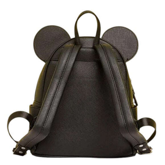 Black backpack with mouse ears on a white background