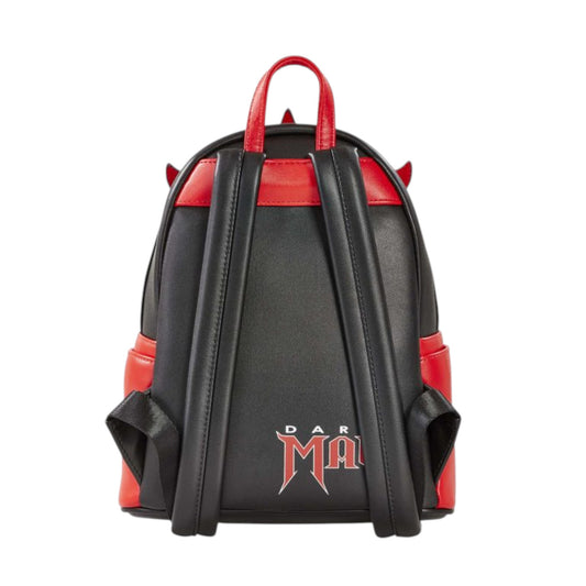Black and red backpack with 'Darth Maul' logo on a white background