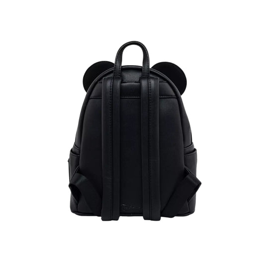 Black backpack with mouse ears on a white background