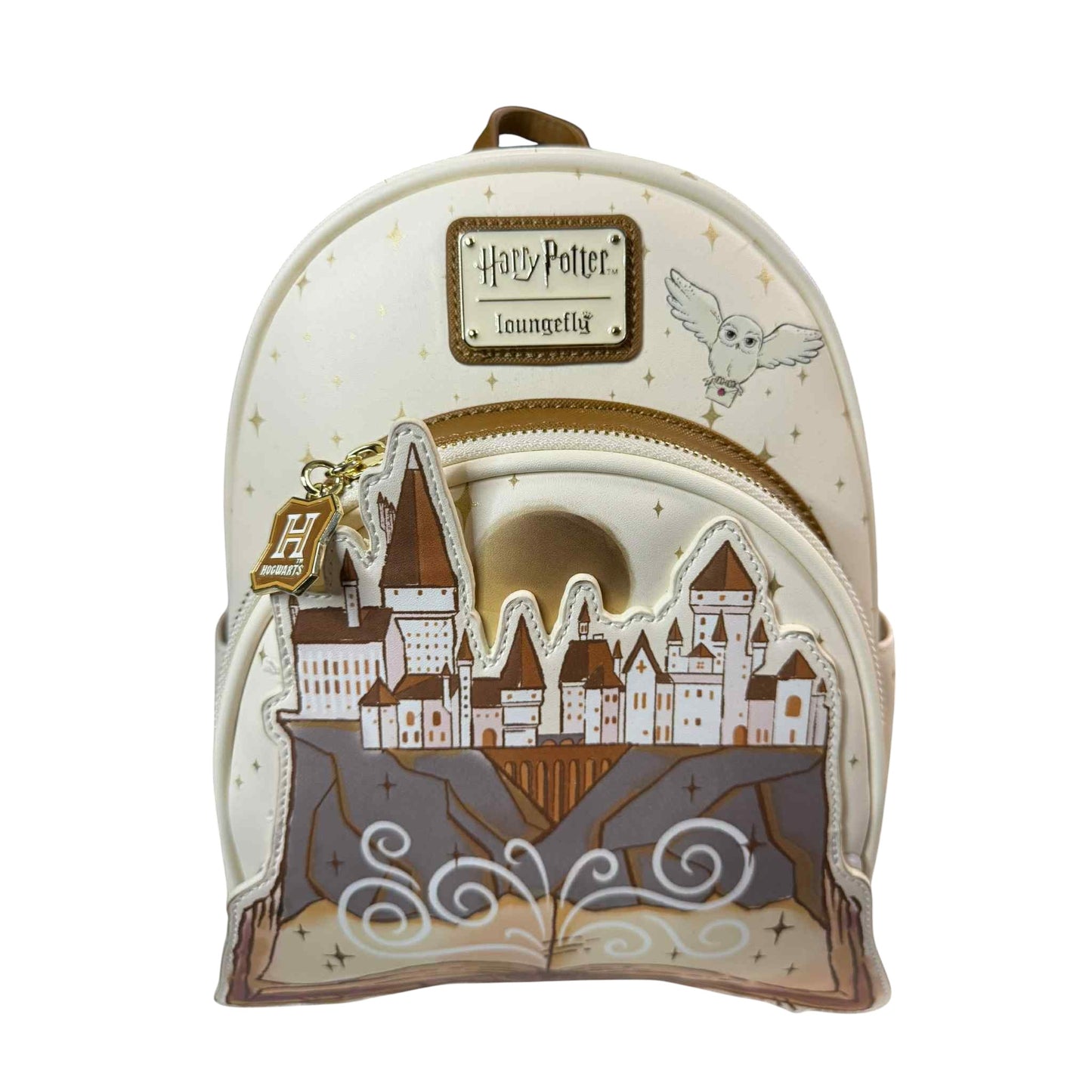 Loungefly Harry Potter Spell Book Hogwarts Castle Mini Backpack on a white background