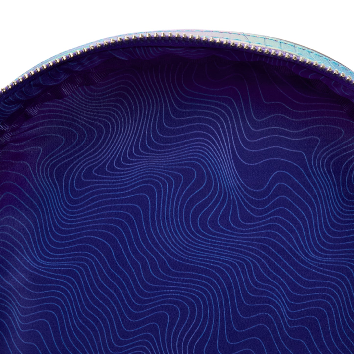 Close-up of a blue KPop Demon Hunters Huntr/x Mini Backpack with wavy pattern