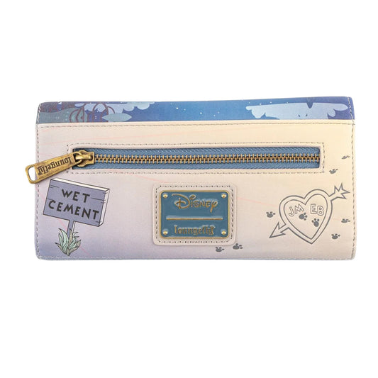 Lady and the Tramp wallet with Disney branding and text "wet cement" on a white background