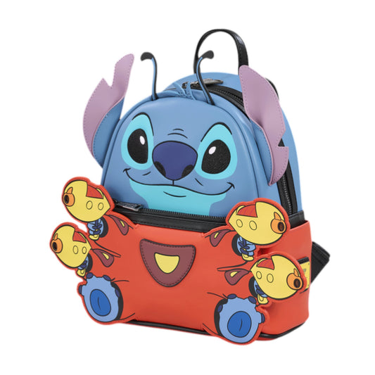 Stitch Collection Experiment 626 Spacesuit Light-Up Mini Backpack with Stitch character design with blasters on a white background