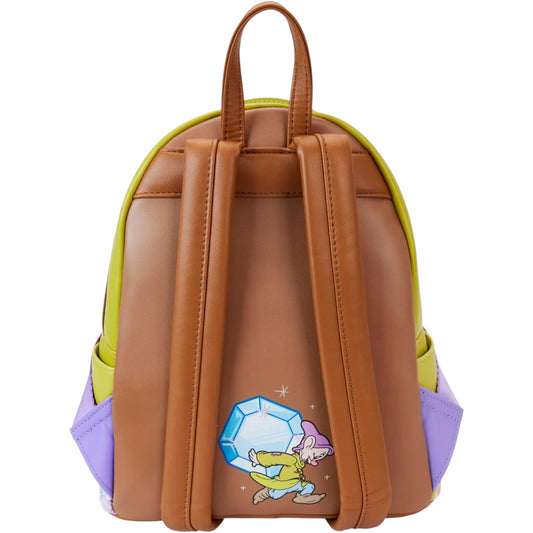 Backpack with Dopey character design carrying a diamond on his back on a white background