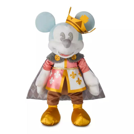 Mickey Mouse resembling a character in royal attire with a crown on a white background