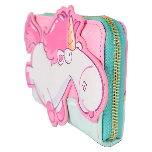 Wallet with the Minions Fluffy the unicorn design on a white background