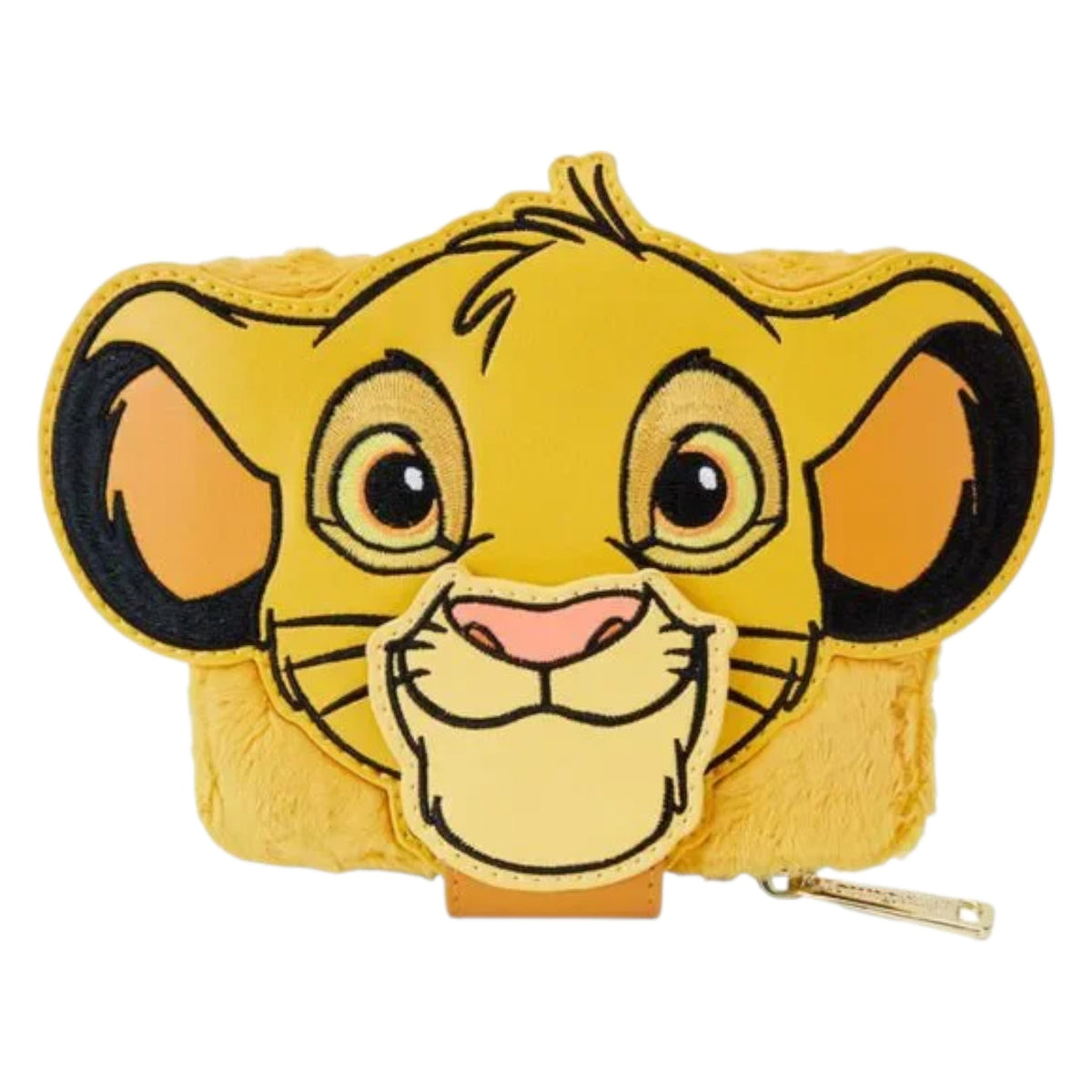 Simba Plush wallet with a zipper on a white background
