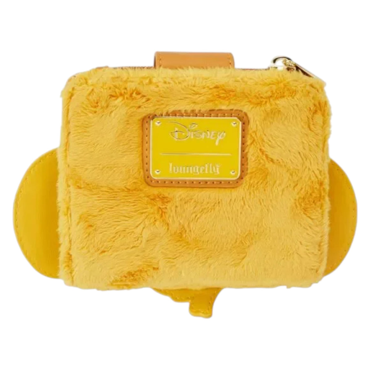 Yellow plush wallet with a Disney logo on a white background