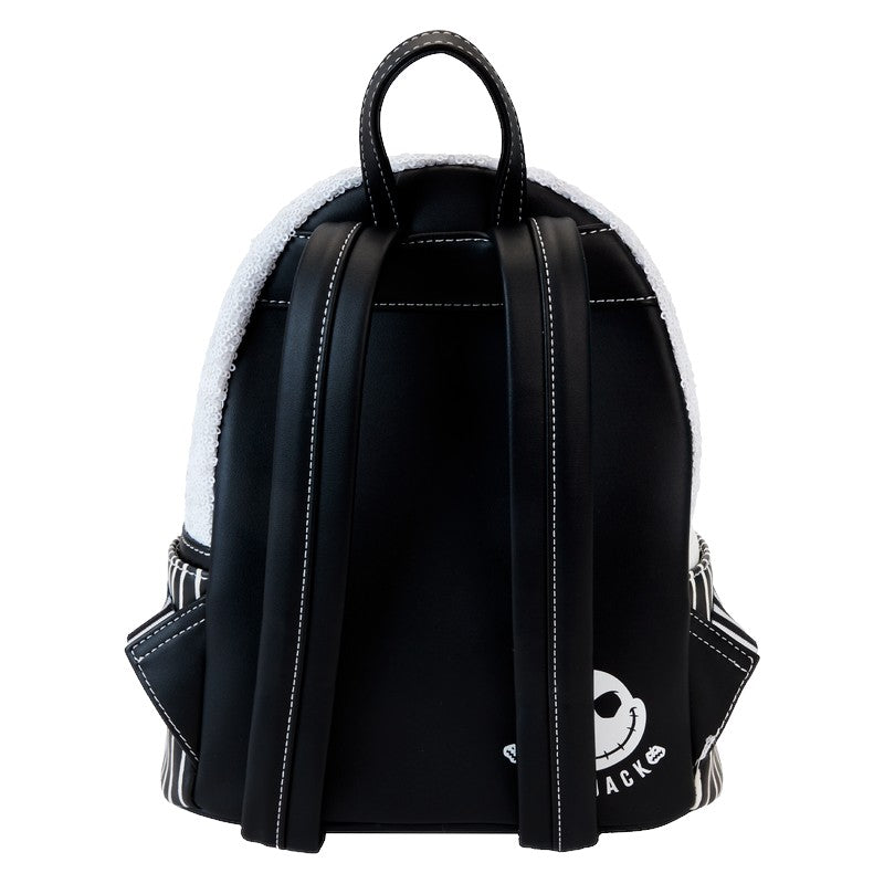 Black backpack with white jack face and logo on a white background