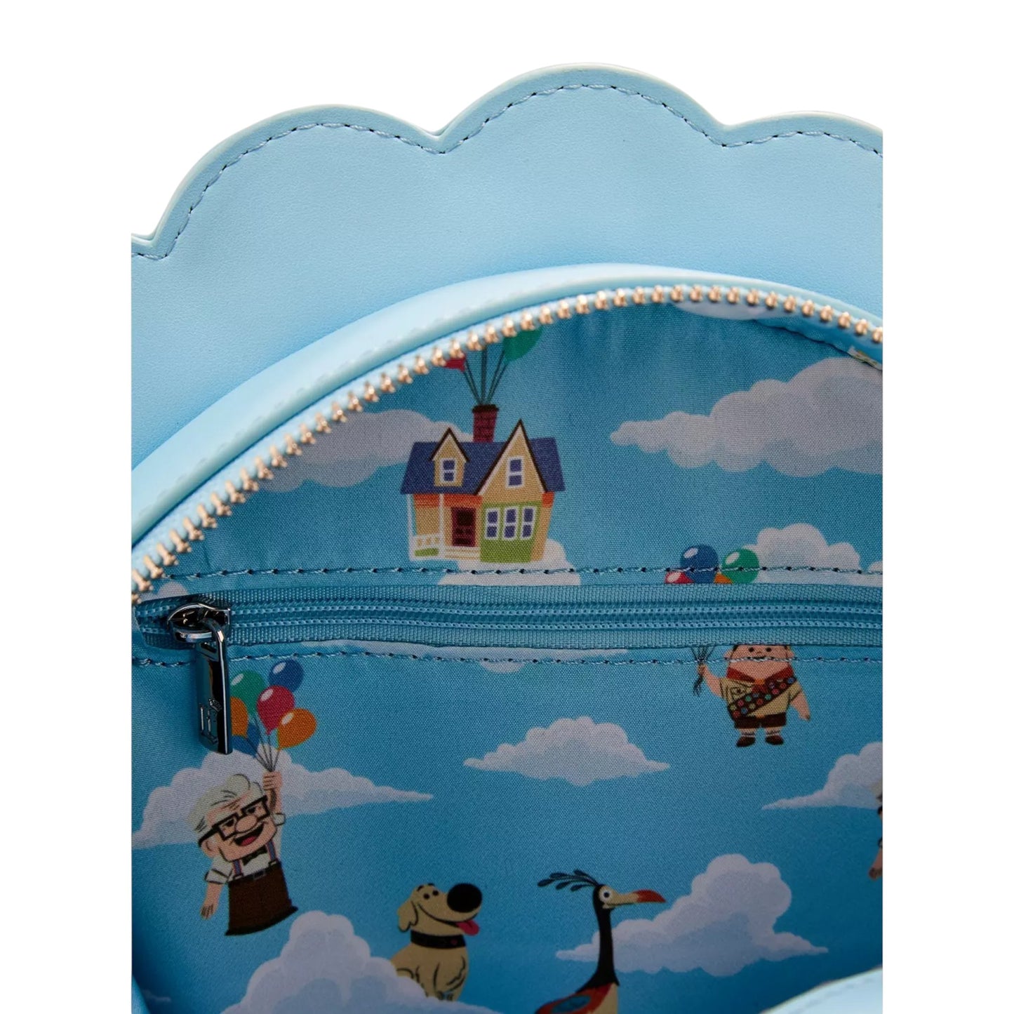 Up Dug Balloons Crossbody Bag various UP designs of a house, characters, and clouds on a white background