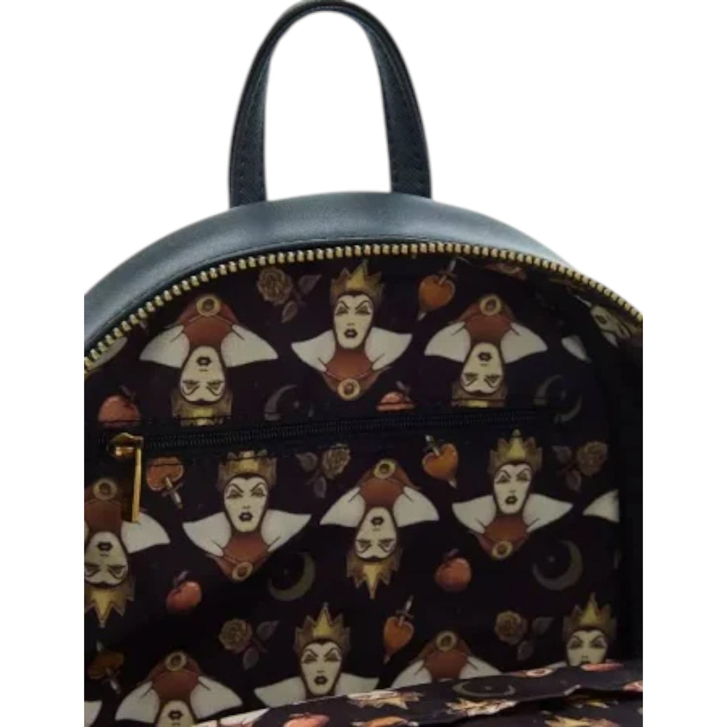 Backpack with the Evil Queen pattern on a white background