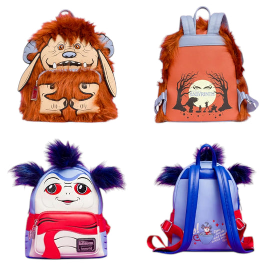 Loungefly Vault Labyrinth Worm and Ludo Cosplay Mini Backpacks and Wallet Bundle