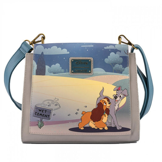 Handbag with Lady and the Tramp and scenic design on a white background