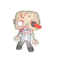 RV Walker from The Walking Dead with a screwdriver in its left eye with a plaid shirt on a white background