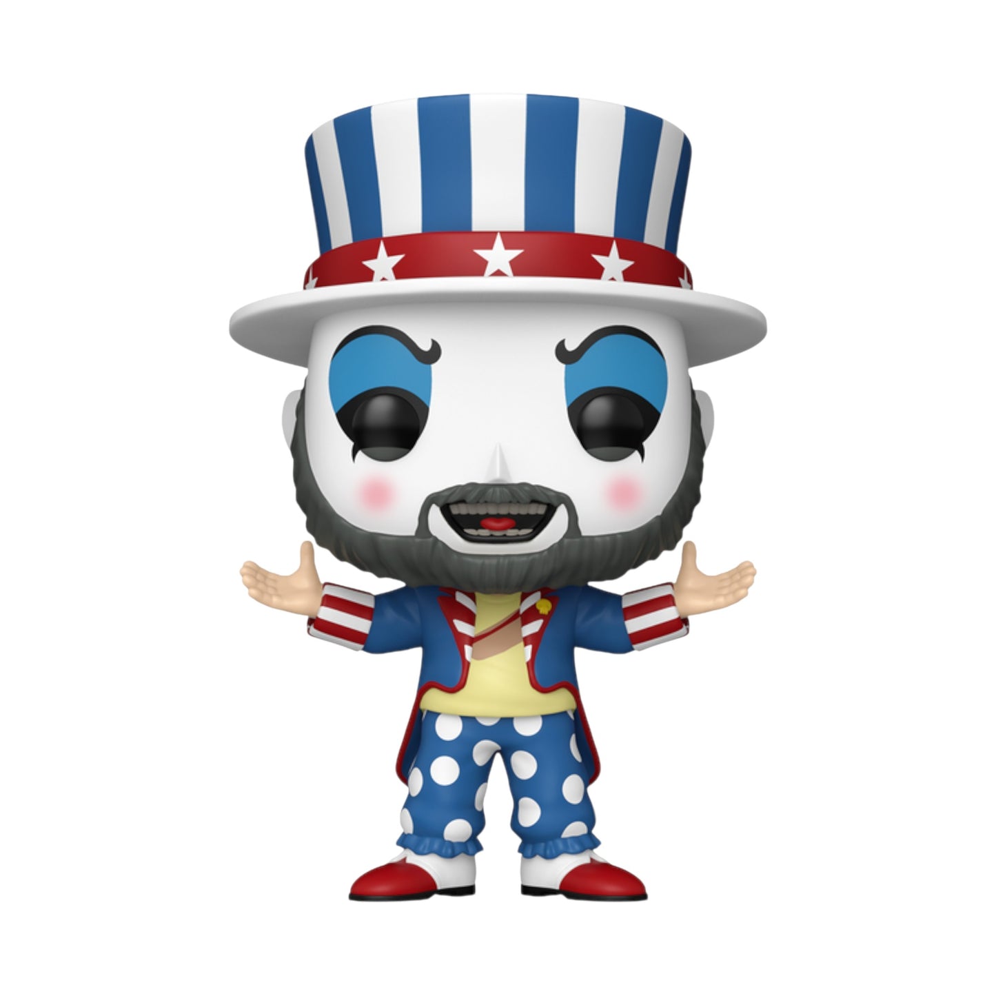 Funko Pop! vinyl figure of with a patriotic suit and top hat design on a white background