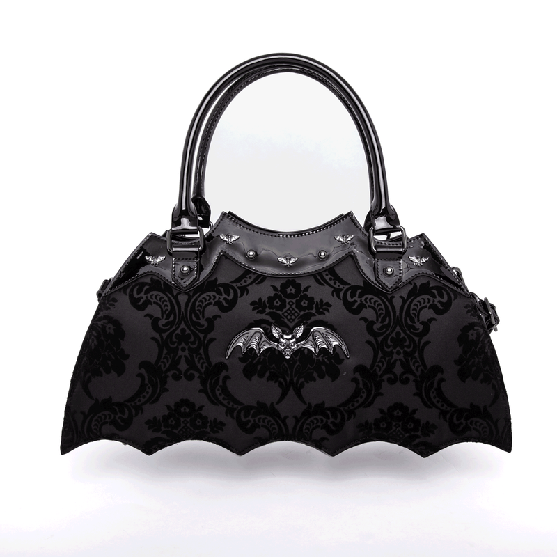 Black bat shaped bag on a white background