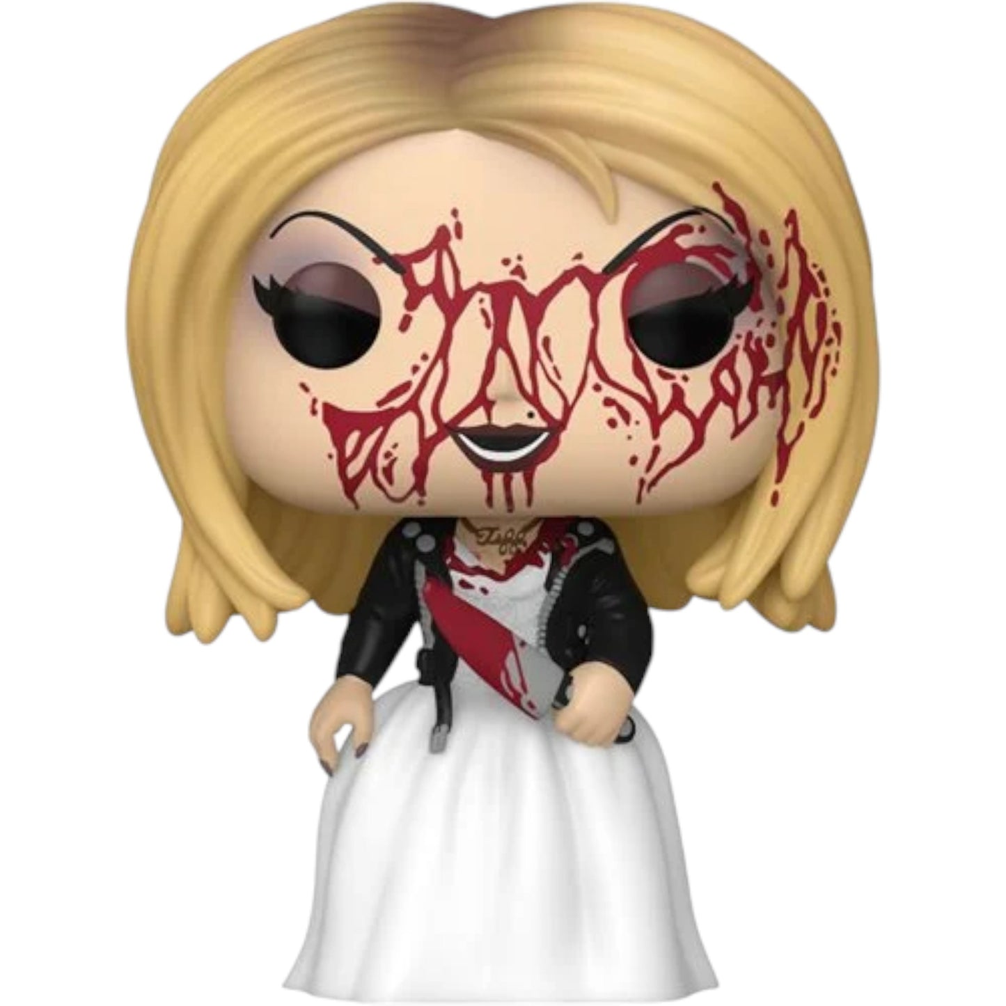 Funko Pop! vinyl figure Bride of Chucky Tiffany (Bloody) with blonde hair and a white dress with red accents on a white background