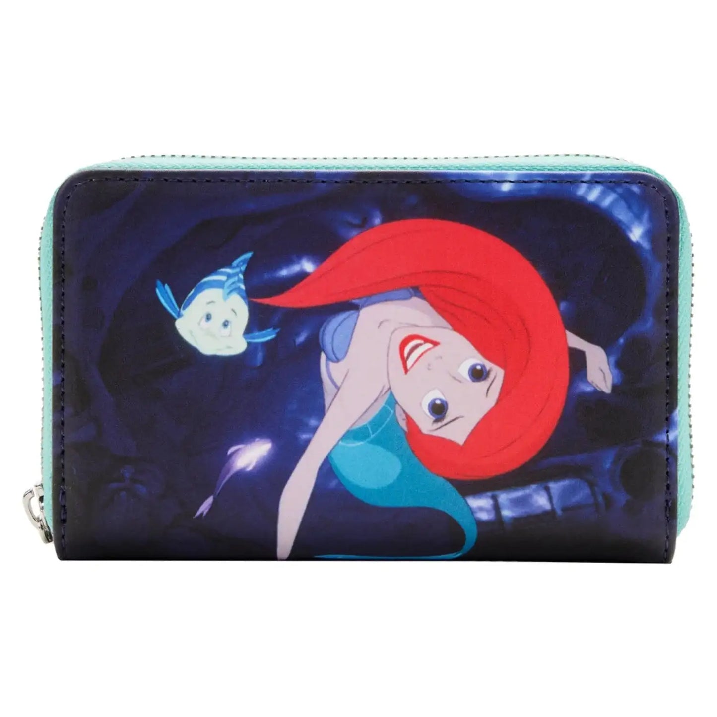 Wallet with Ariel singing in her grotto with Flounder design on a white background