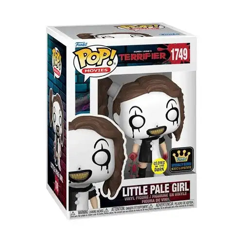 Funko Pop! vinyl figure packaging for 'Little Pale Girl' from 'Terrifier' with box and figure inside.