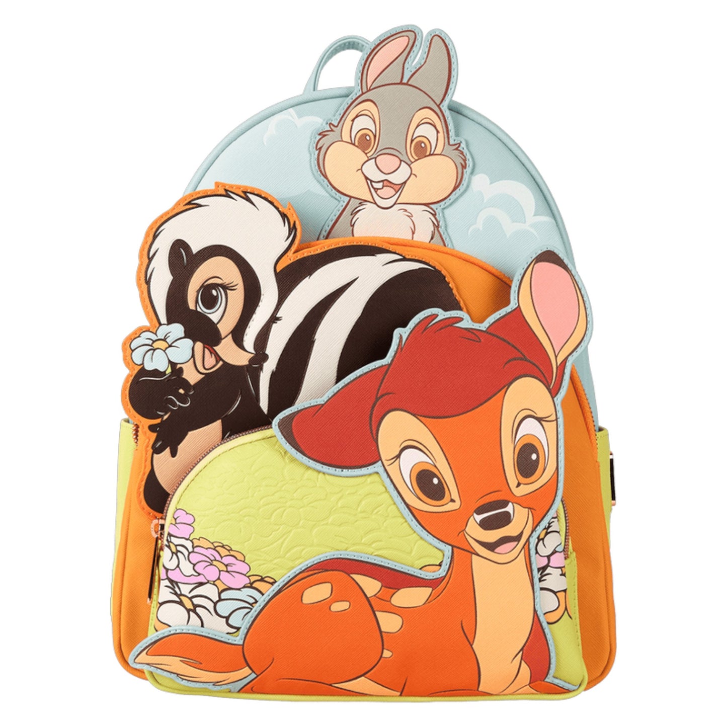 Backpack with Bambi, Flower, and Thumper characters on a white background