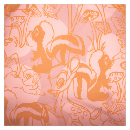 Pattern of Bambi, Flower, and Thumper on a pink background