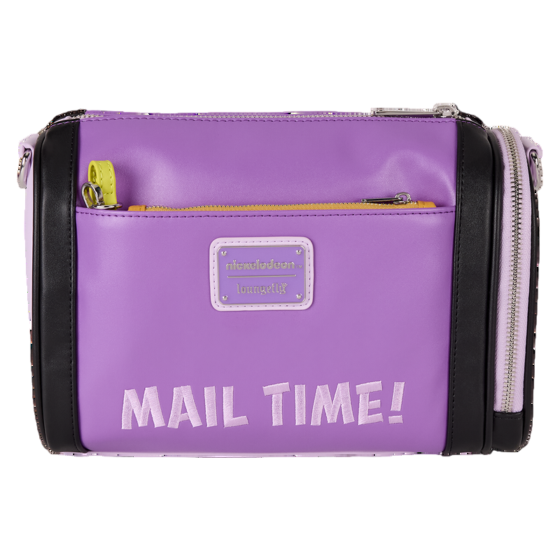 Purple Purple Purple Blue’s Clues Mail Time Crossbody bag with 'MAIL TIME!' text and a visible Loungefly brand logo on a white background