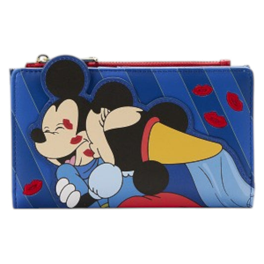 Brave Little Tailor Mickey & Minnie character design on a blue wallet with red accents