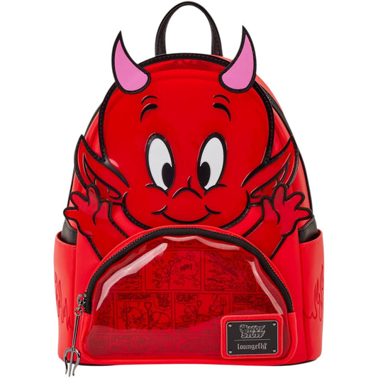 Red backpack with Casper The Friendly Ghost Hot Stuff design on a white background