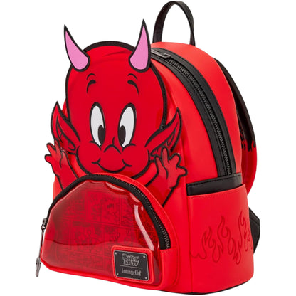 Red backpack with Casper The Friendly Ghost Hot Stuff design on a white background
