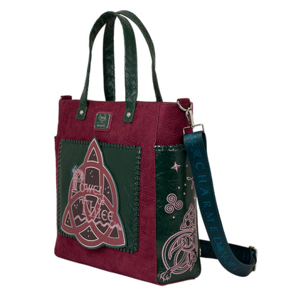 Charmed Power of Three tote bag with a Triquetra symbol and 'Power of Three' text on a white background