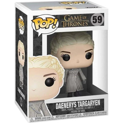 Funko Pop! vinyl figure packaging of Game of Thrones Daenerys Targaryen (White Coat) from Game of Thrones on a white background