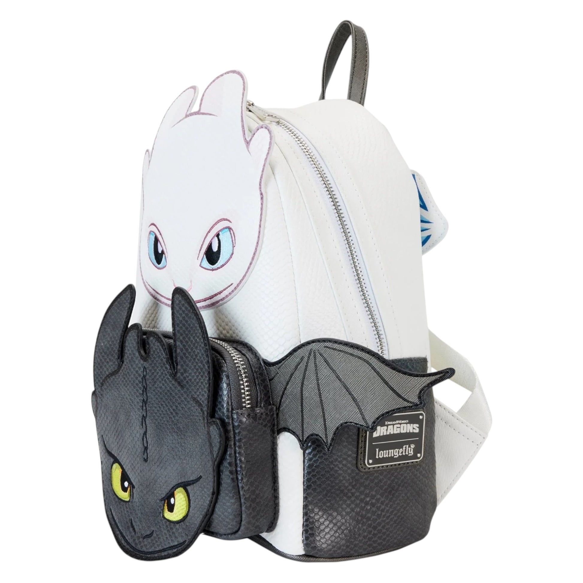 Backpack with Light and Night Fury character design on a white background