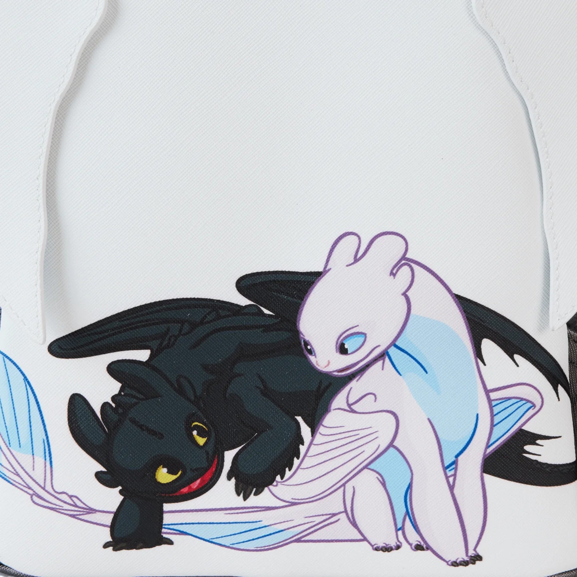 Light and Night Fury dragons on a white background