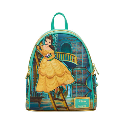 Backpack with Belle in the Library from Beauty and the Beast design on a white background