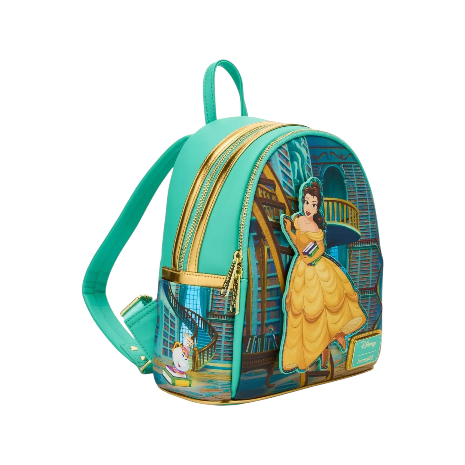 Backpack with Belle in the Library  character design on a white background