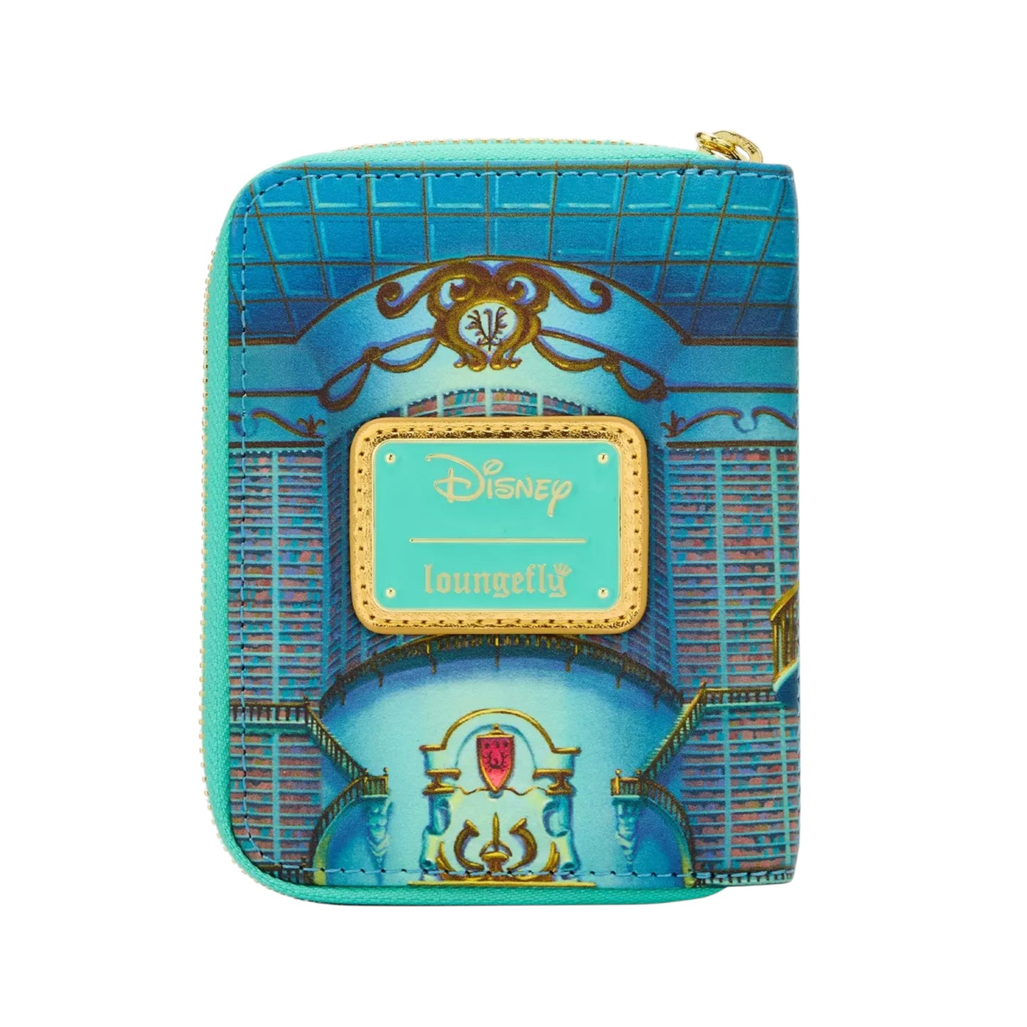 Disney Loungefly wallet with architectural design on a white background
