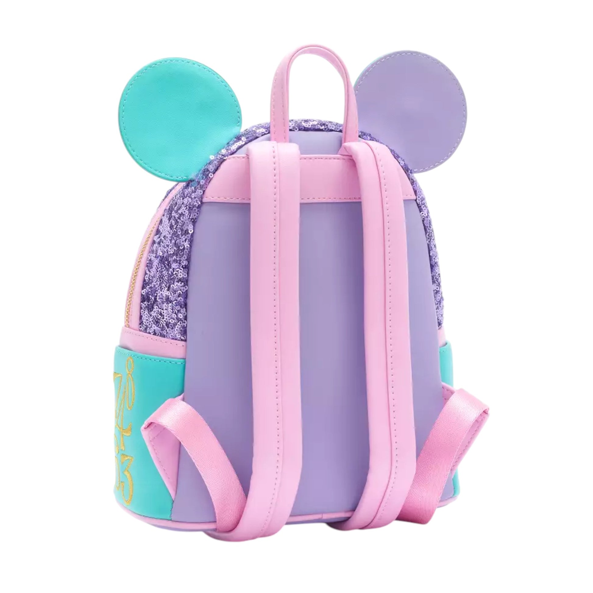 Colorful backpack with ears on a white background