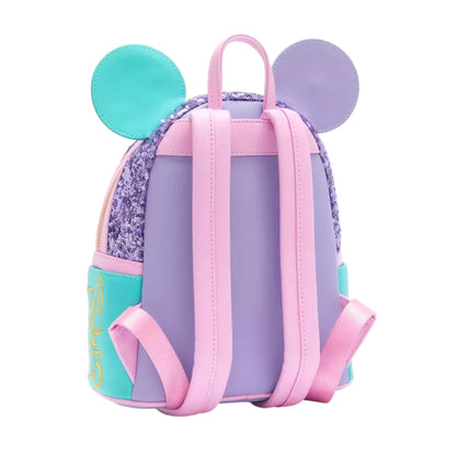 Colorful backpack with ears on a white background