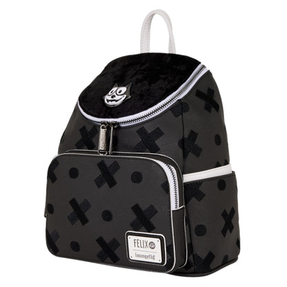 Black Felix the Cat backpack with white accents and a visible brand logo on a white background