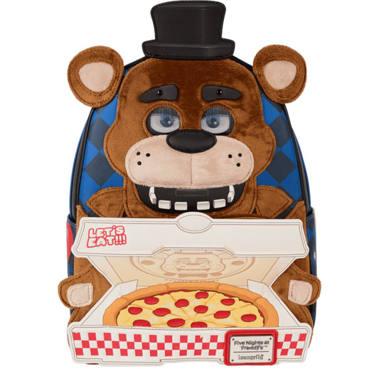 Five Nights at Freddy's Freddy Fazbear design and pizza box, featuring 'Five Nights at Freddy's' branding.