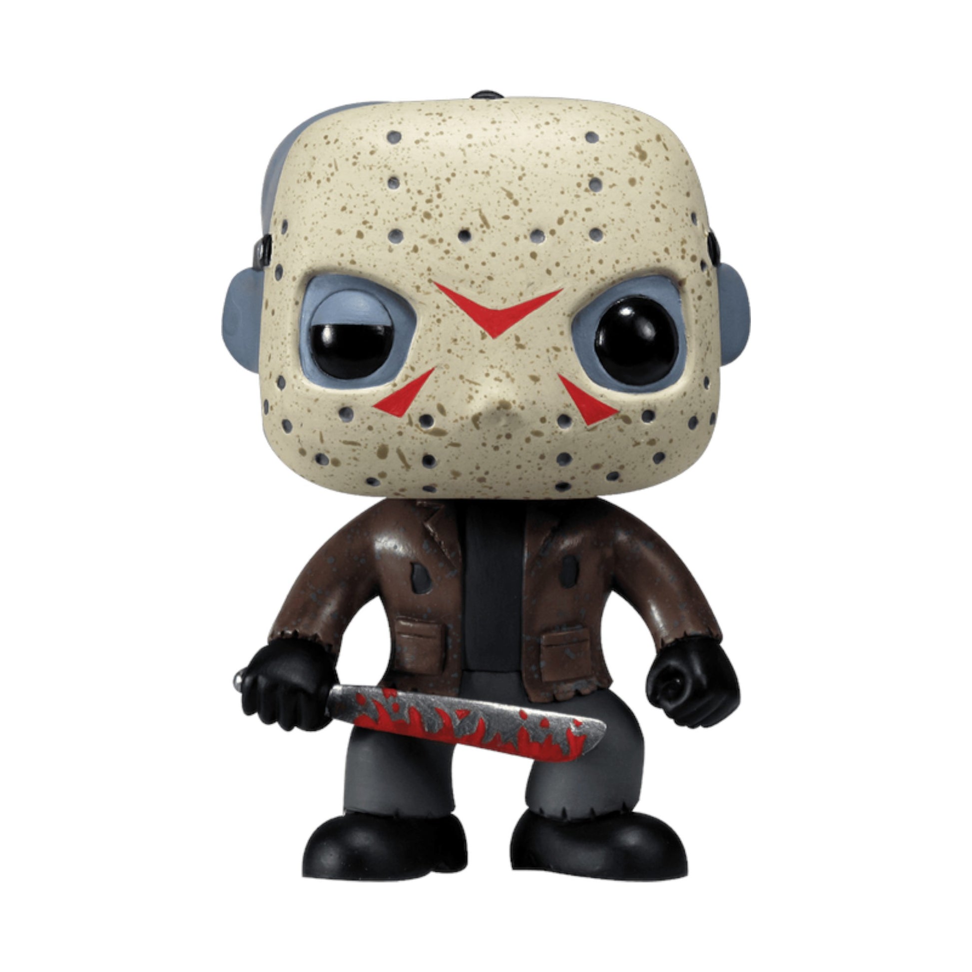 Funko Pop! vinyl figure Friday the 13th Jason Voorhees with wearing a mask and holding a machete on a white background