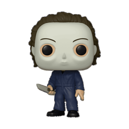 Funko Pop! vinyl figure of Michael Myers in blue coveralls holding a knife on a white background