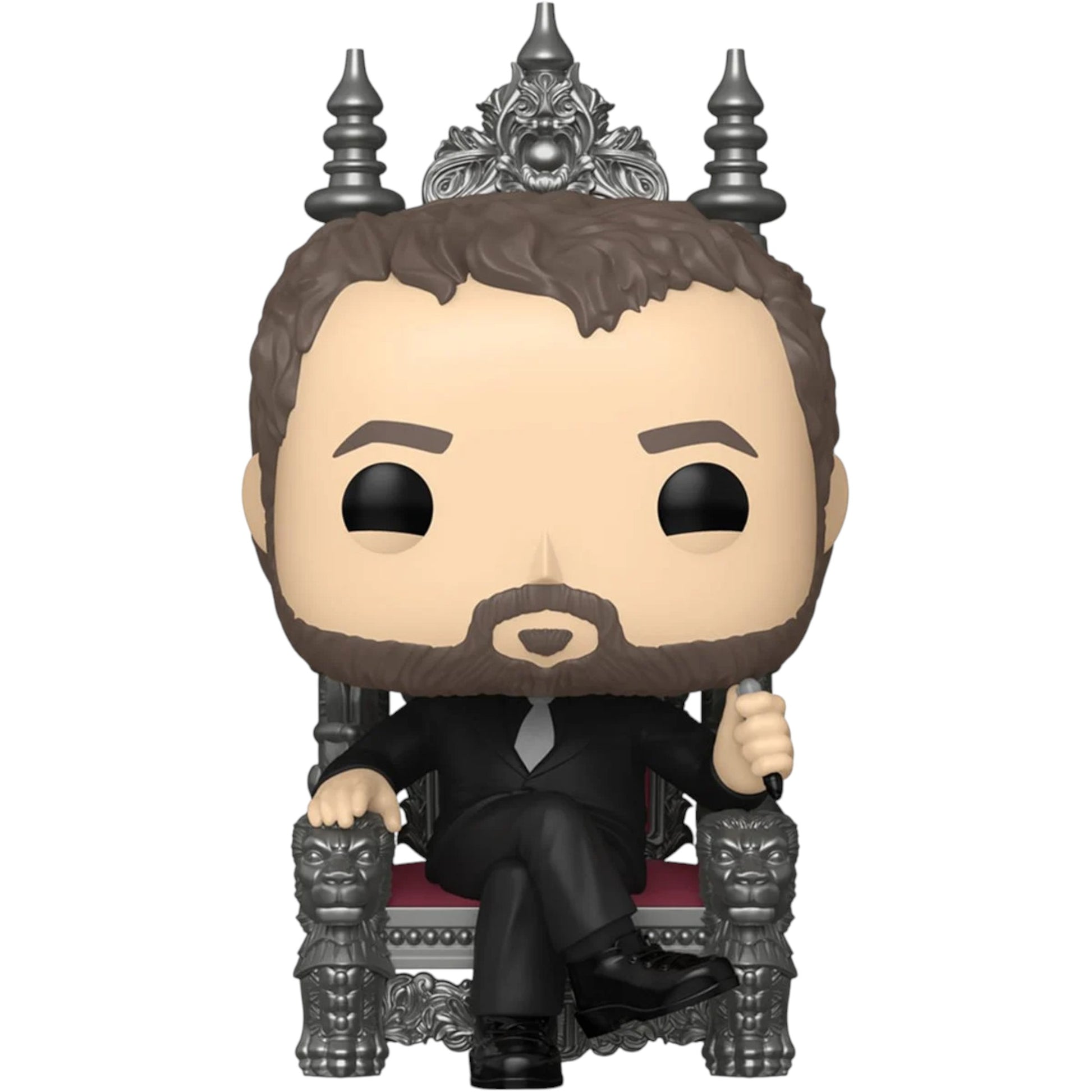 Funko Pop! vinyl figure of Crowley King of Hell Throne in a suit sitting on an ornate throne with a white background